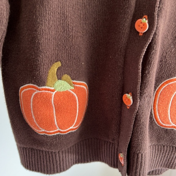 Gymboree girls size 5T brown orange pumpkin cardigan sweater - Picture 2 of 3